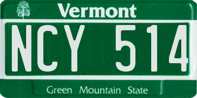 VT license plate NCY514