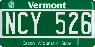 VT license plate NCY526