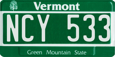 VT license plate NCY533