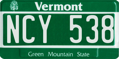 VT license plate NCY538