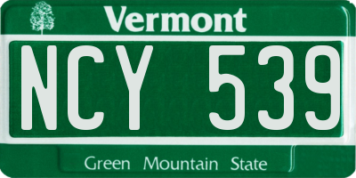VT license plate NCY539
