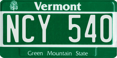 VT license plate NCY540