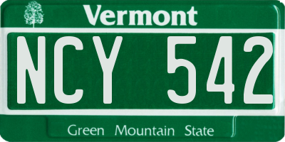 VT license plate NCY542