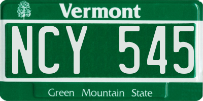 VT license plate NCY545
