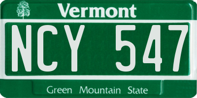 VT license plate NCY547