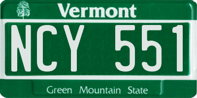VT license plate NCY551
