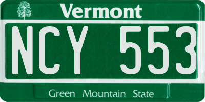 VT license plate NCY553