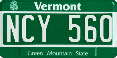 VT license plate NCY560