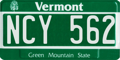 VT license plate NCY562