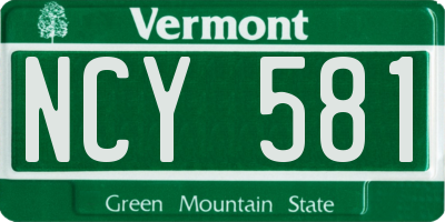 VT license plate NCY581