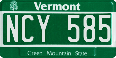 VT license plate NCY585