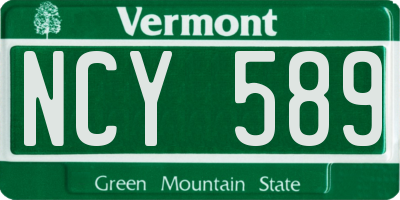 VT license plate NCY589