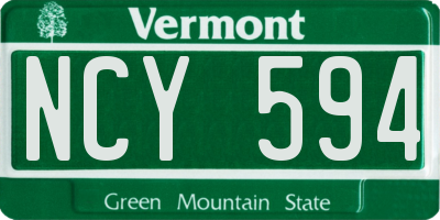 VT license plate NCY594