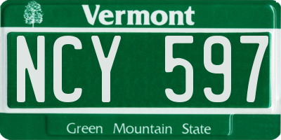 VT license plate NCY597