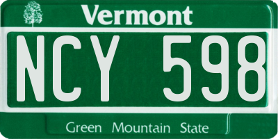 VT license plate NCY598