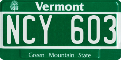 VT license plate NCY603