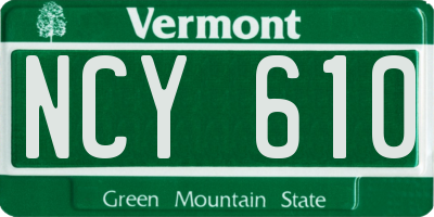 VT license plate NCY610