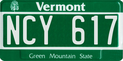 VT license plate NCY617