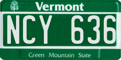 VT license plate NCY636