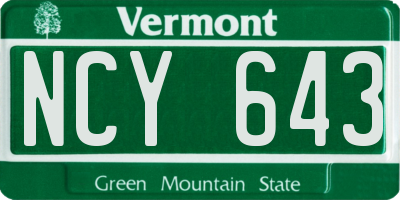 VT license plate NCY643
