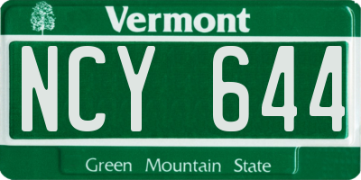 VT license plate NCY644