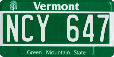 VT license plate NCY647