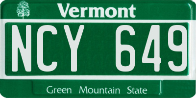 VT license plate NCY649