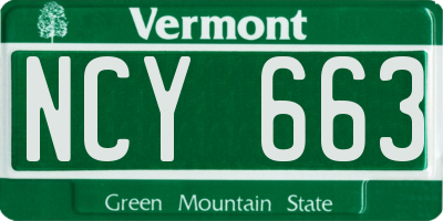VT license plate NCY663