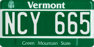 VT license plate NCY665