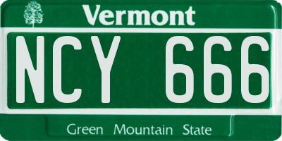 VT license plate NCY666