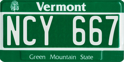 VT license plate NCY667