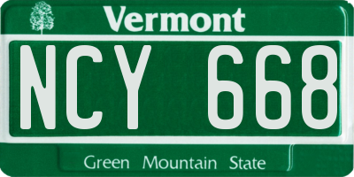 VT license plate NCY668