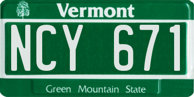 VT license plate NCY671
