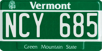 VT license plate NCY685