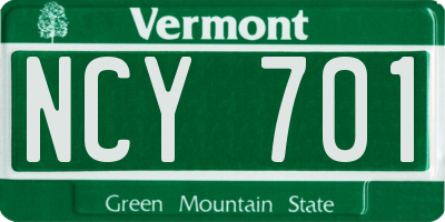VT license plate NCY701