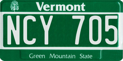 VT license plate NCY705