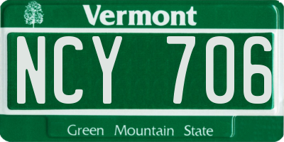 VT license plate NCY706