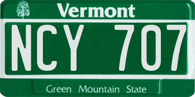 VT license plate NCY707