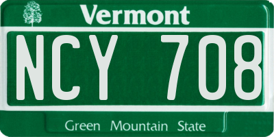 VT license plate NCY708
