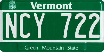 VT license plate NCY722