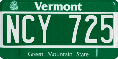 VT license plate NCY725