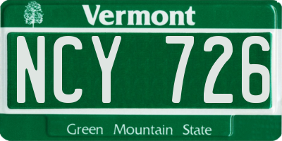 VT license plate NCY726
