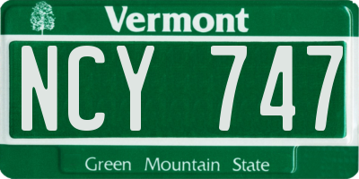 VT license plate NCY747