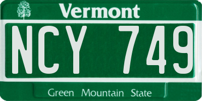 VT license plate NCY749