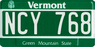 VT license plate NCY768