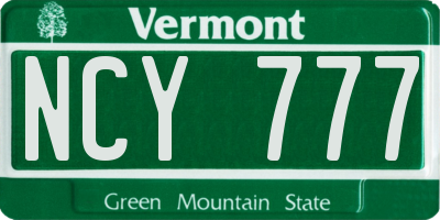 VT license plate NCY777