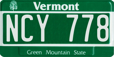 VT license plate NCY778
