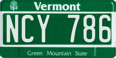 VT license plate NCY786