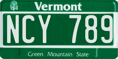 VT license plate NCY789
