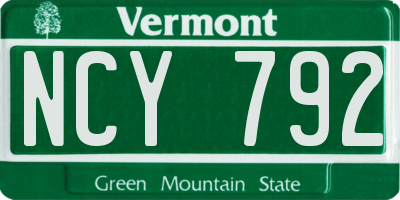 VT license plate NCY792